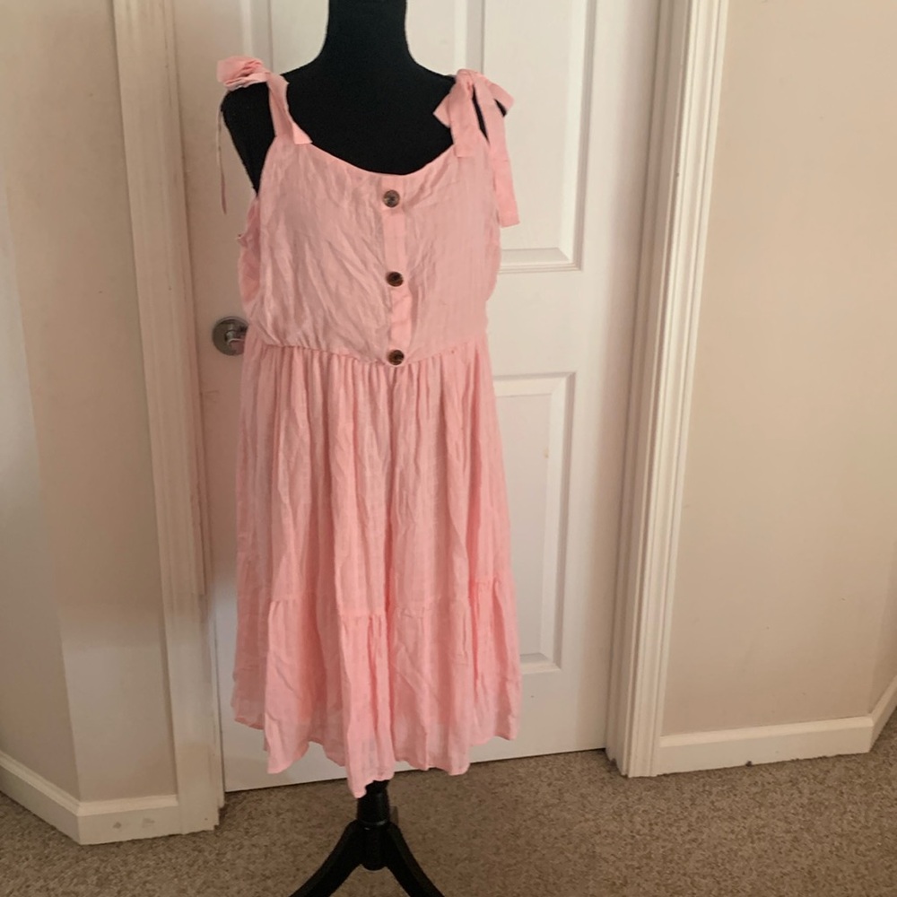 Torrid Pink Boho Button Down Spaghetti Strap Summ… - image 1